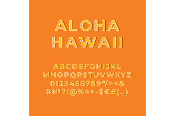 Aloha Hawaii Vintage 3d Vector Alphabet for Graphics and Graphic Templates