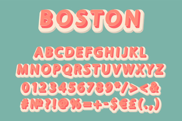 Boston Header Vintage 3d Alphabet Set: Essential Graphics for Print Templates