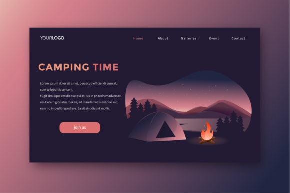 Camping Landing Page Graphics for Modern Websites