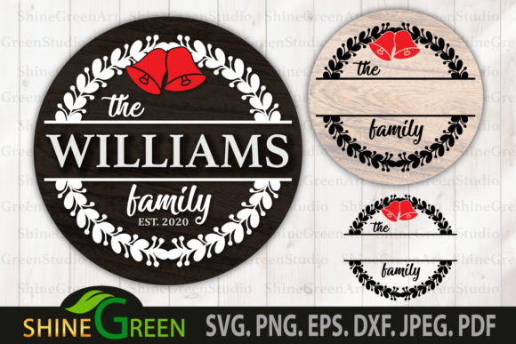 Christmas Ornament Family Monogram Frame for Graphics and Crafts