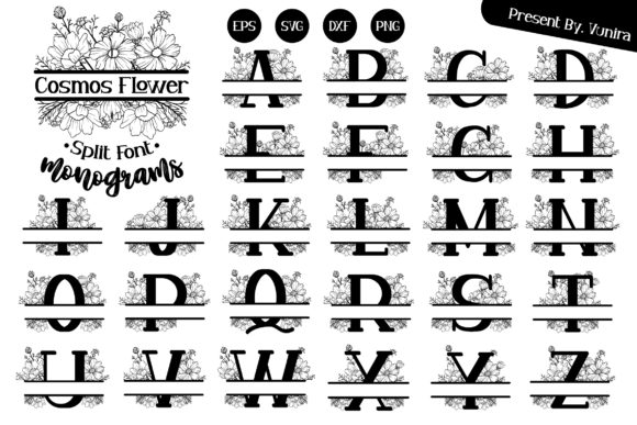 Cosmos Split Font Monogram for Graphics and Crafts