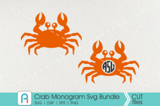 Crab Monogram Graphics for Crafts and Content