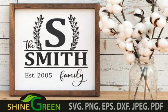 Family Monogram Frame for Home Farmhouse Graphics & Crafts