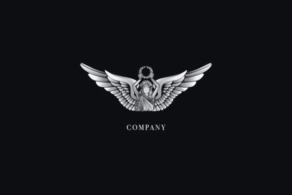 Goddess Victory Silver Metallic Logo 3D for Graphics and Logos