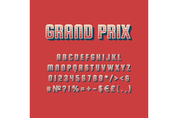 Grand Prix Vintage Vector Alphabet Set: Graphics for Print Templates