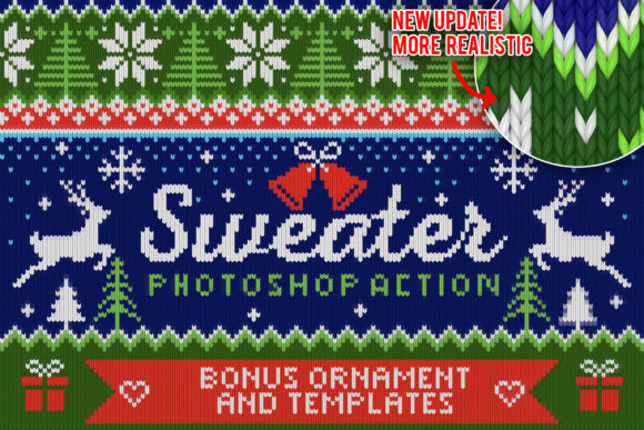 Knitted Effect Ugly Christmas Sweater Graphics for Actions Amp