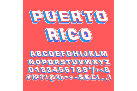 Puerto Rico Vintage Vector Alphabet Set: A Graphic Design Asset for Print Templates