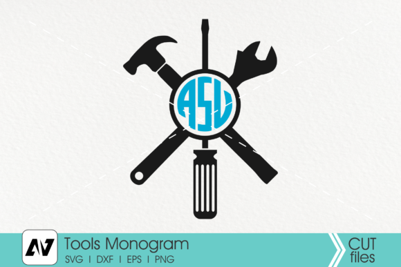 Tools Monogram Graphics for Crafts and Custom Projects