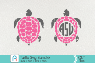 Turtle Monogram Graphics for Crafts and Branding